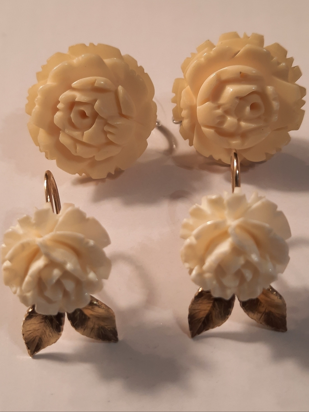 Krements Earings Floral Bone Made Both Earings